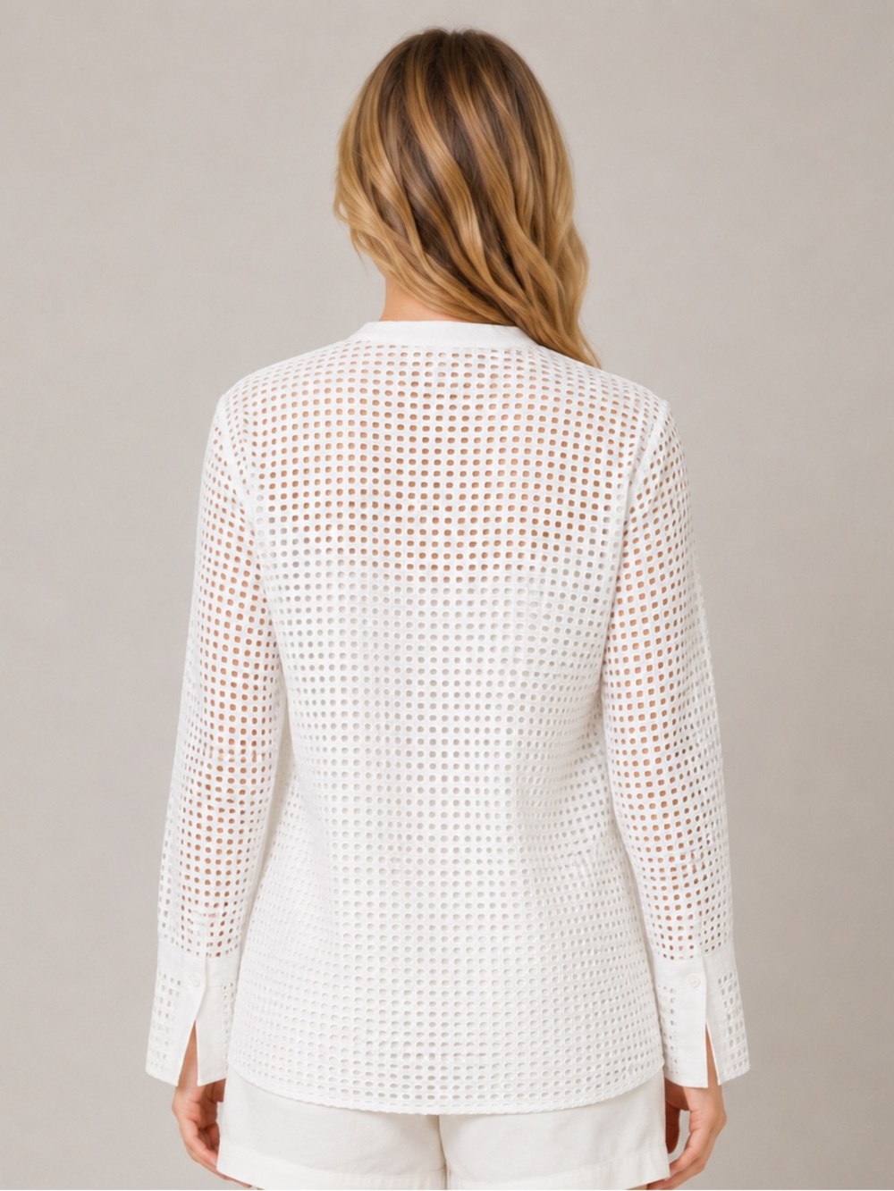 AKRIS White Cotton Broderie Anglaise Patchwork Tunic Size 6 NWOT - Picture 2 of 7